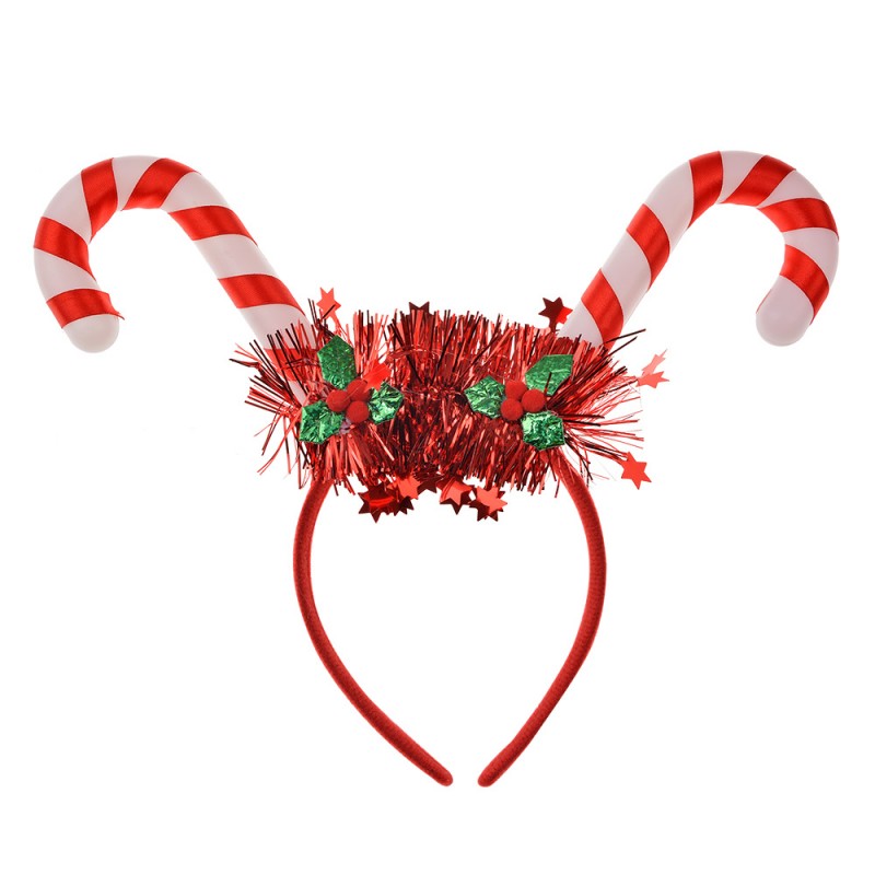 65671 Christmas Headband 28x3x23 cm Red Plastic Candy Cane Christmas