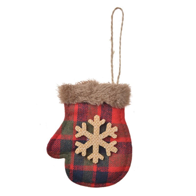 65683 Ornamento Natalizio Muffole 10 cm Rosso Sintetico Fiocchi di neve Decorazioni Albero Natale