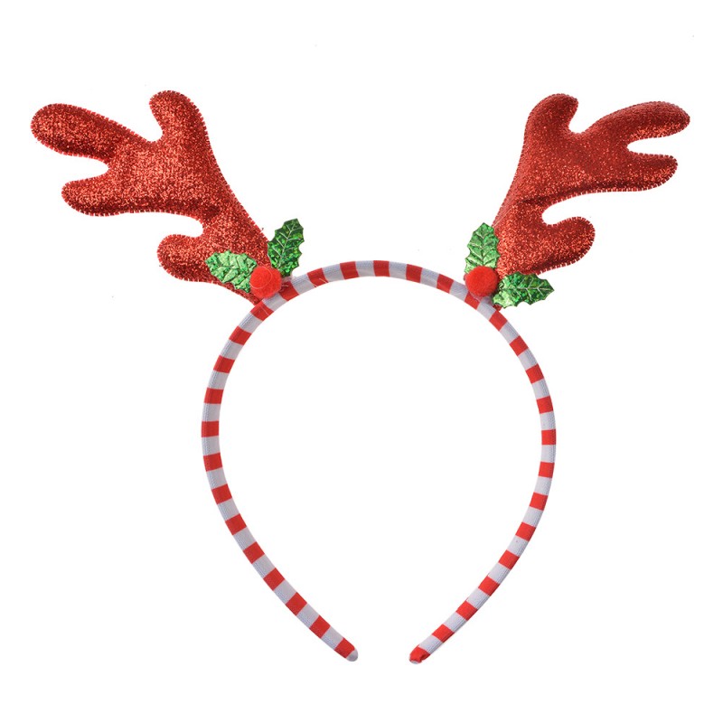 65688 Bandeau de Noël 20x3x21 cm Rouge Plastique Bois de cerf