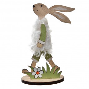 265631 Decorative Figurine Rabbit 11 cm Brown Green Wood