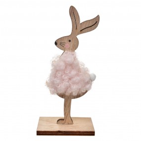 265632 Dekorationsfigur Kaninchen 12 cm Braun Rosa Holz