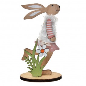 265635 Figurine décorative Lapin 12 cm Marron Rouge Bois