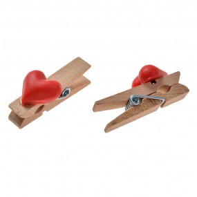 265636 Decorative clothespins 3x2 cm Red Wood Hearts