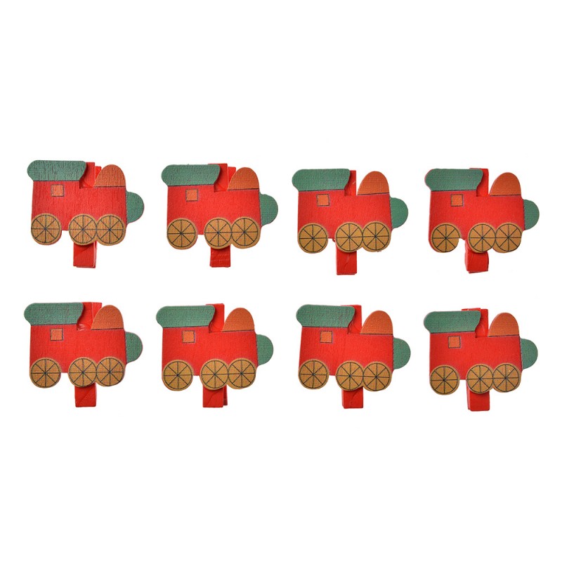 65638 Decoratieve Knijpers 4x1x3 cm Rood Hout Trein