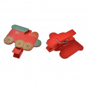 265638 Decoratieve Knijpers 4x1x3 cm Rood Hout Trein