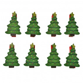 265639 Decoratieve Knijpers 2x1xx4 cm Groen Hout Kerstbomen