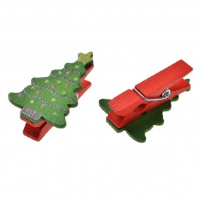 265639 Decoratieve Knijpers 2x1xx4 cm Groen Hout Kerstbomen