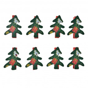 265640 Decoratieve Knijpers 3x1x4 cm Groen Hout Kerstbomen