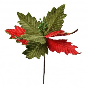 265833 Artificial Plant Poinsettia Ø 26x28 cm Green Red Plastic Christmas Decoration