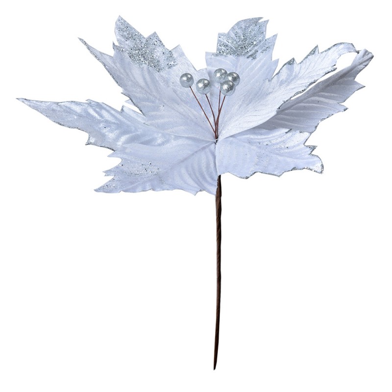 65835 Plante artificielle Poinsettia Ø 34x38 cm Blanc Plastique Décoration de Noël