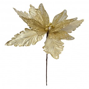 265837 Artificial Plant Poinsettia Ø 45x57 cm Gold colored Plastic Christmas Decoration