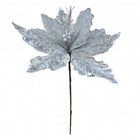 265838 Plante artificielle Poinsettia Ø 45x57 cm Couleur argent Plastique Décoration de Noël