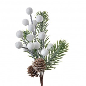 265842 Decorative Branch 22 cm White Green Plastic Christmas Decoration