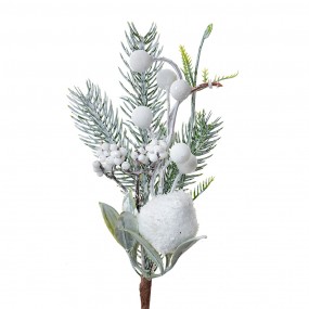 265843 Branche de décoration 26 cm Blanc Vert Plastique Décoration de Noël