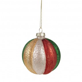 26GL2736GG Christmas Bauble Set of 4 Ø 8x8 cm Red Green Glass