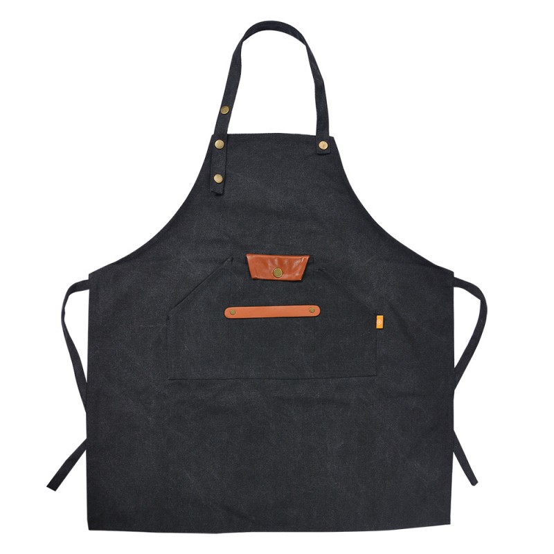 KT041.039BL Kitchen Apron 78x70 cm Silver colored Black Polyester