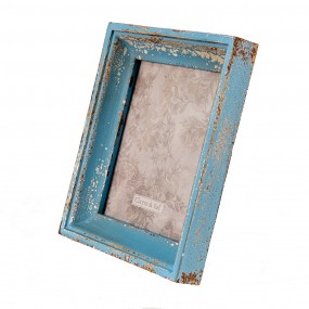 22F0860 Bilderrahmen 18x24 cm Blau Beige Holz Rechteck Fotorahmen