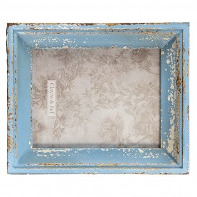 22F0860 Bilderrahmen 18x24 cm Blau Beige Holz Rechteck Fotorahmen