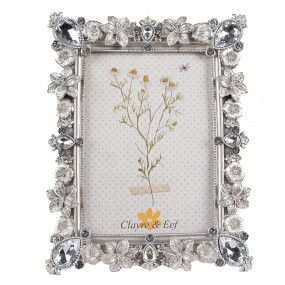 22F1106 Photo Frame 10x15 cm Silver colored Plastic Glass Flowers Picture Frame