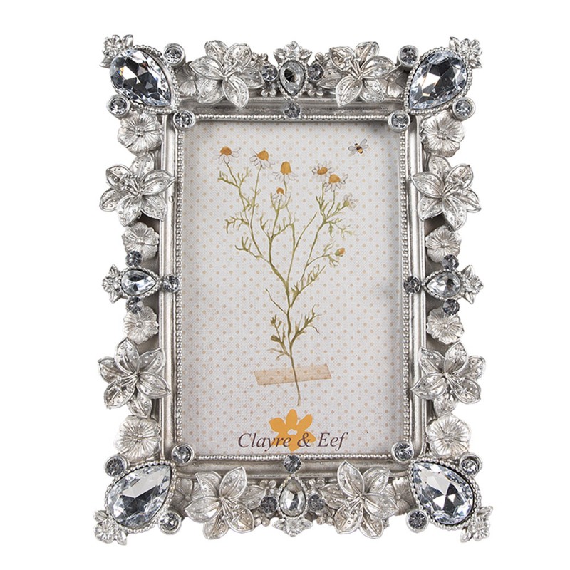 2F1107 Photo Frame 13x18 cm Silver colored Plastic Glass Flowers Picture Frame