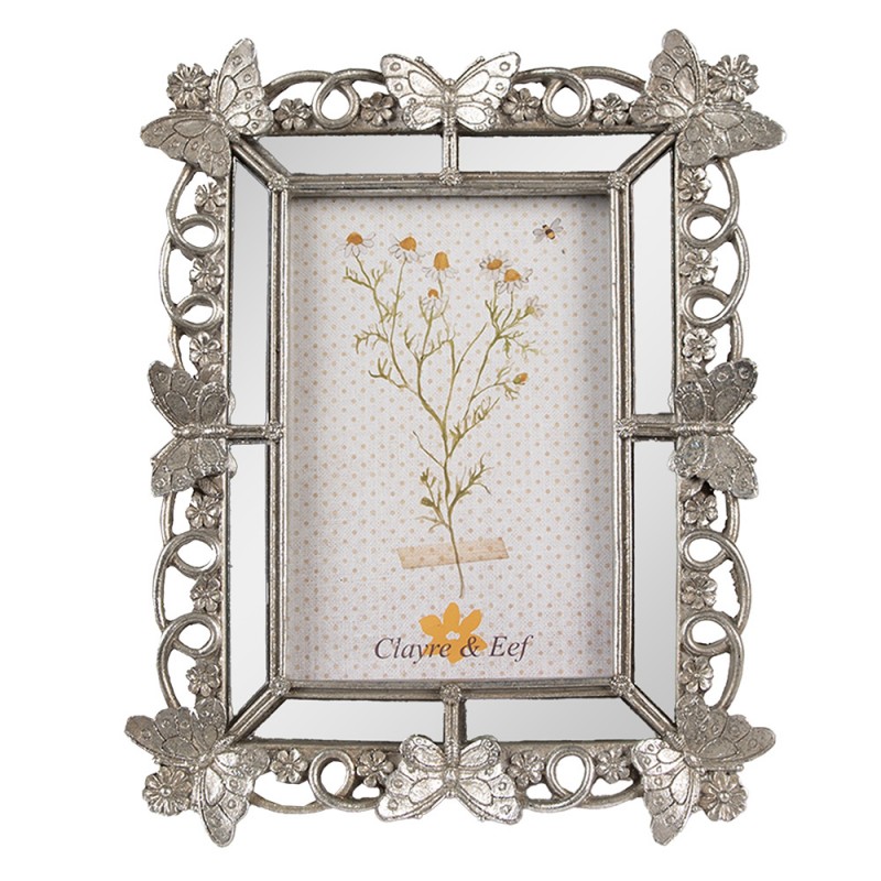 2F1122 Photo Frame 10x15 cm Silver colored Plastic Glass Butterflies Picture Frame