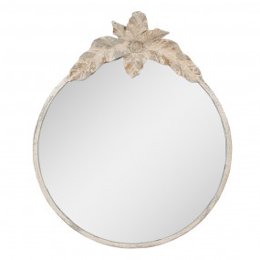 252S317 Mirror 50x4x60 cm Beige Metal Glass Round Wall Mirror