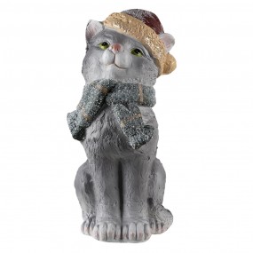 26MG0014 Decoratie Beeld Kat 18x21x42 cm Grijs Polyresin Woonaccessoires