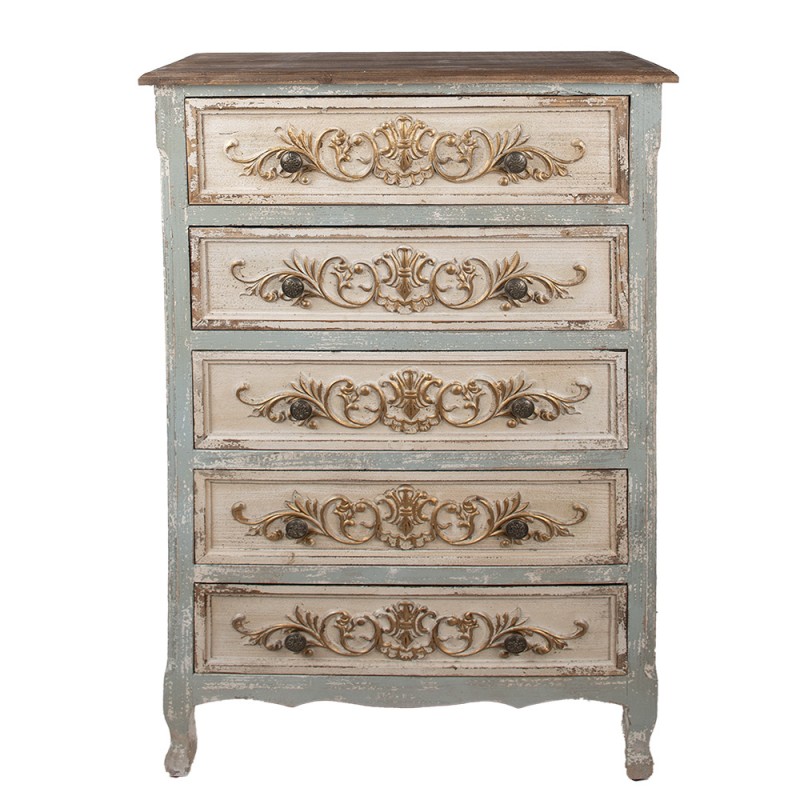 5H0700 Dresser 79x37x120 cm Beige Wood Chest of Drawers