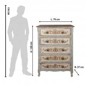 25H0700 Dresser 79x37x120 cm Beige Wood Chest of Drawers