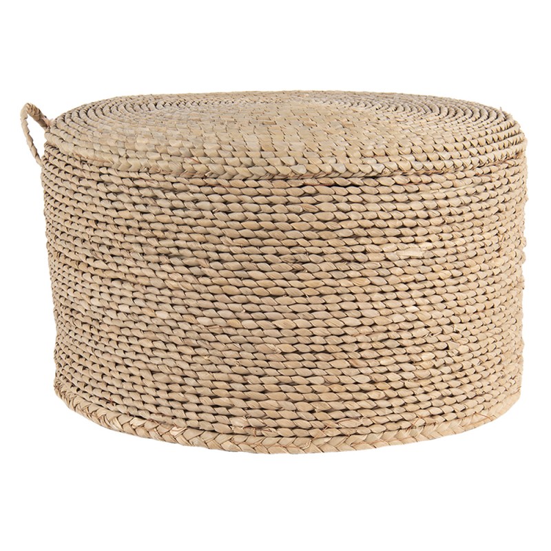 6RO0509 Pouf Ø 40x23 cm Braun Seegras Rund Hocker