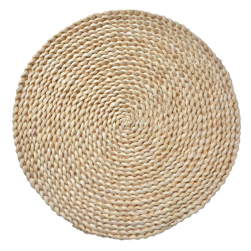 65723 Placemat Ø 38 cm Beige Straw Round Table Mat