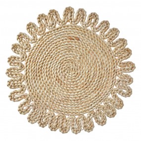 265724 Set de table Ø 37 cm Beige Paille Rond Dessous de plat