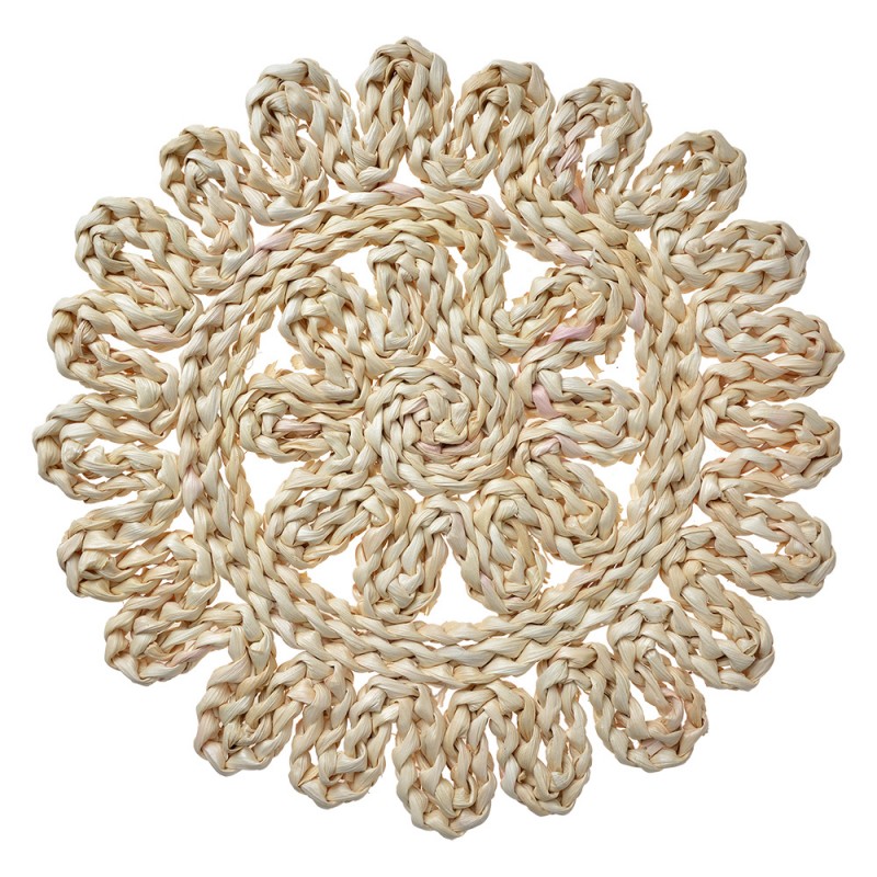 65725 Placemat Ø 30 cm Beige Straw Round Table Mat