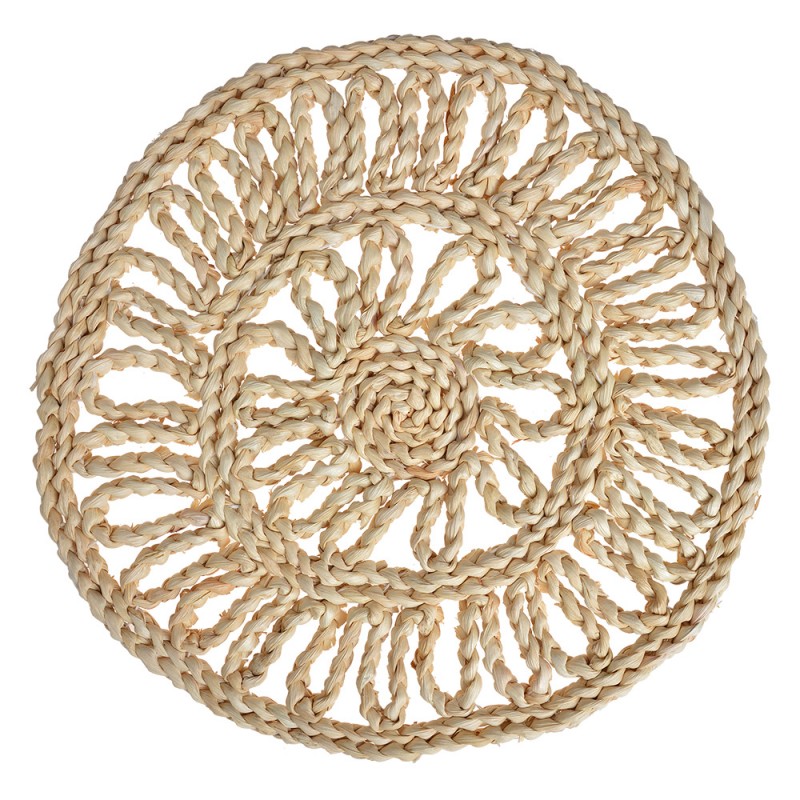 65726 Placemat Ø 30 cm Beige Straw Round Table Mat