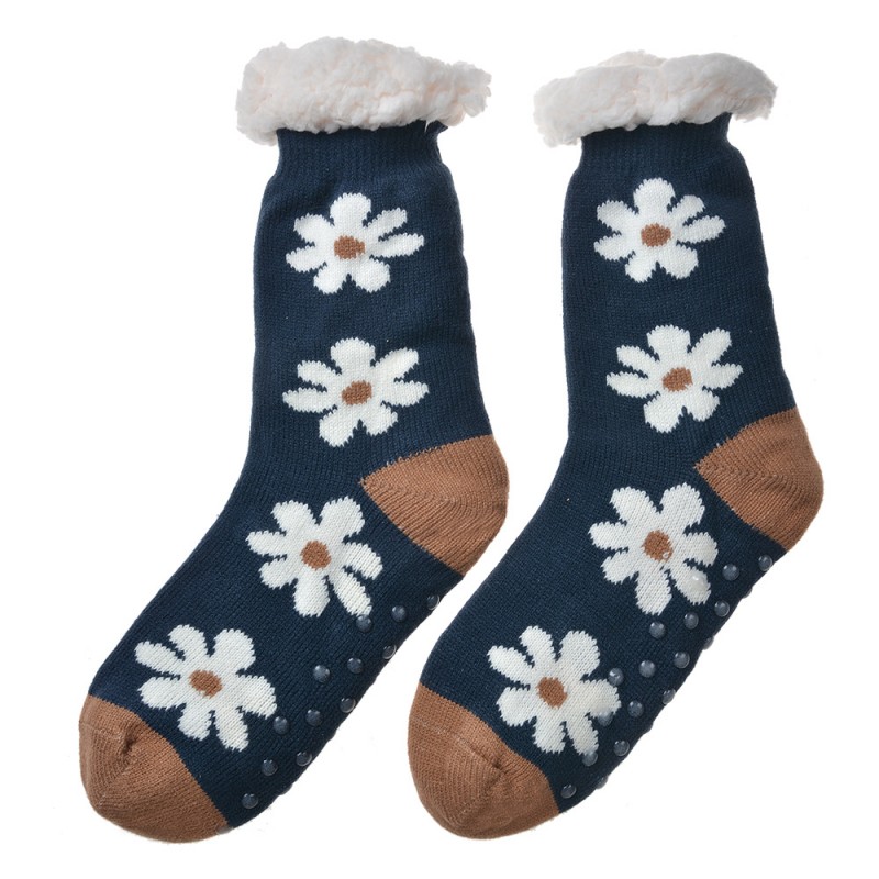 JZSK0024 Home Socks one size Blue Synthetic Flowers