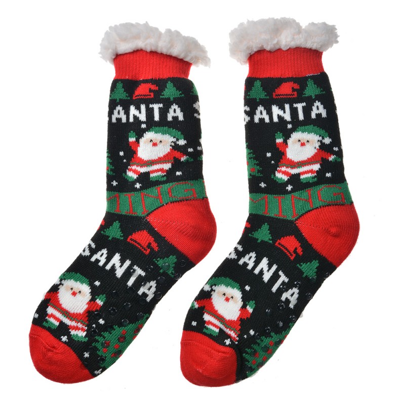 JZSK0027 Christmas socks one size Black Synthetic Santa Claus