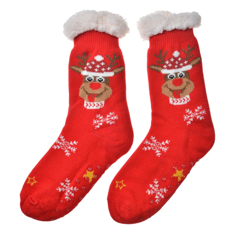 JZSK0032 Christmas socks one size Red Synthetic Reindeer