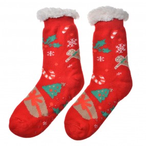 2JZSK0035 Christmas socks one size Red Synthetic Christmas Trees