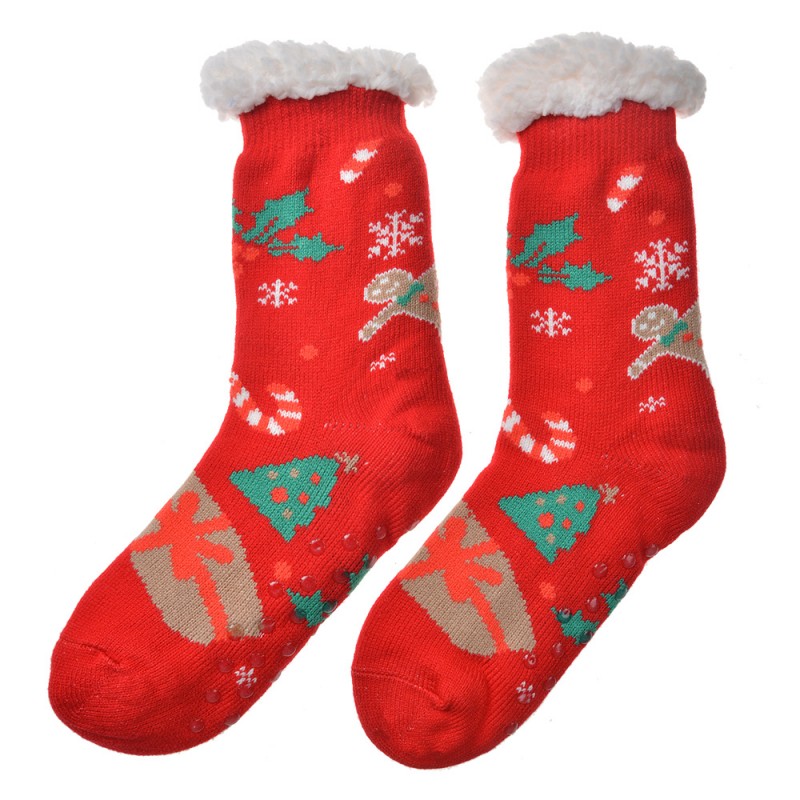 JZSK0035 Chaussettes de Noël one size Rouge Synthétique Sapins de Noël