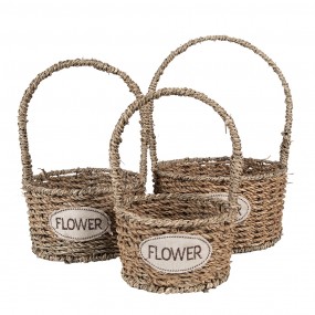 265709 Panier de rangement set de 3 Marron Zostère