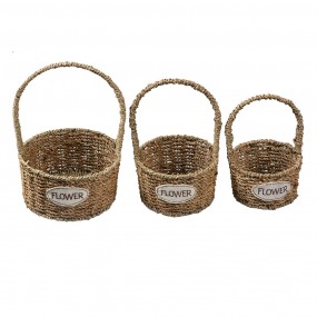 265709 Panier de rangement set de 3 Marron Zostère