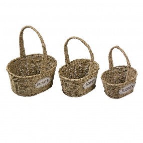 265708 Panier de rangement set de 3 Marron Zostère