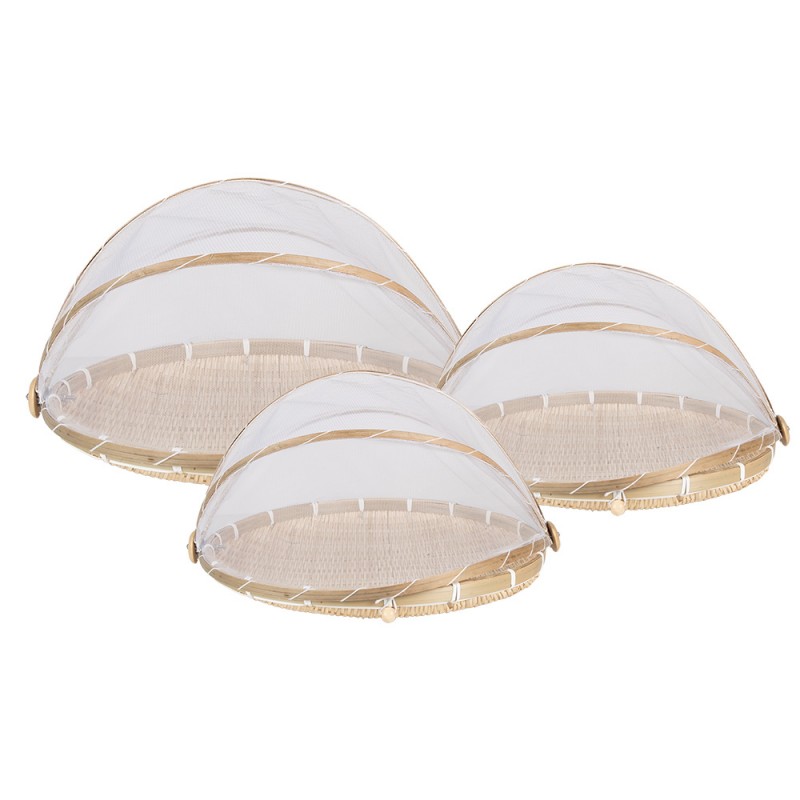 65718 Copertura per alimenti Ø 48/ Ø 41/ Ø 35 cm Beige Bambù