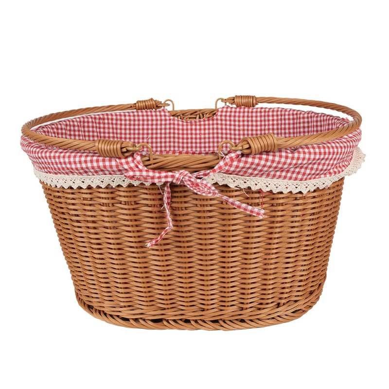 65719 Basket with Handle 38x30x21 cm Brown Plastic