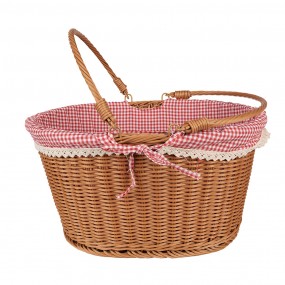 265719 Basket with Handle 38x30x21 cm Brown Plastic