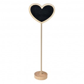 265646 Chalkboard 8x5x27 cm Black Wood Heart-Shaped