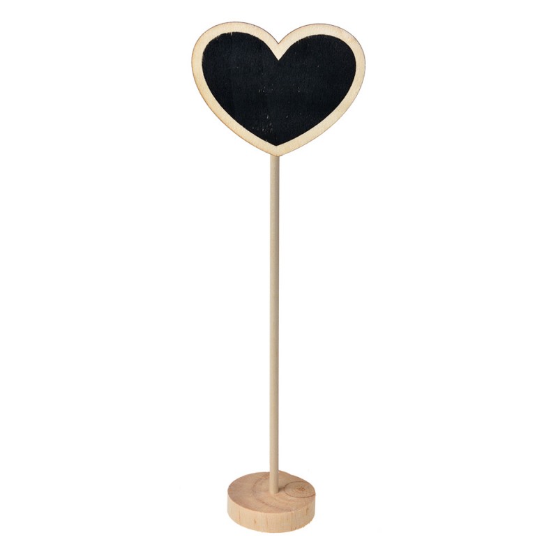 65646 Chalkboard 8x5x27 cm Black Wood Heart-Shaped