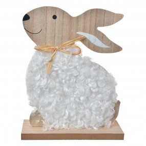 265649 Decorative Figurine Rabbit 14x5x17 cm Brown White Wood Textile