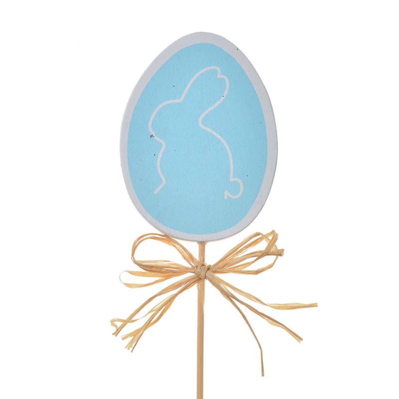 65652BL Plant stake Egg 30 cm Blue Wood