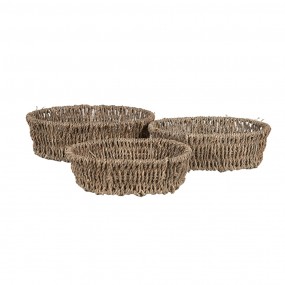 265710 Panier de rangement set de 3 Marron Zostère